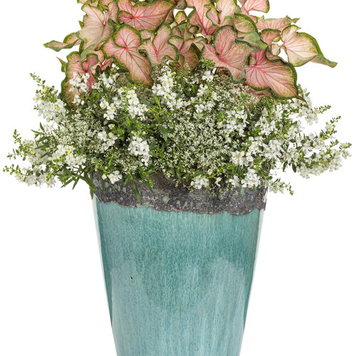 Patio Container: AquaPot® Volcanic on Milky Blue Tall Round