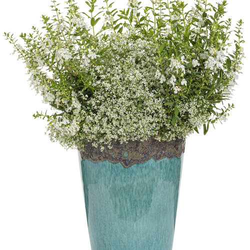Patio Container: AquaPot® Volcanic on Milky Blue Tall Round